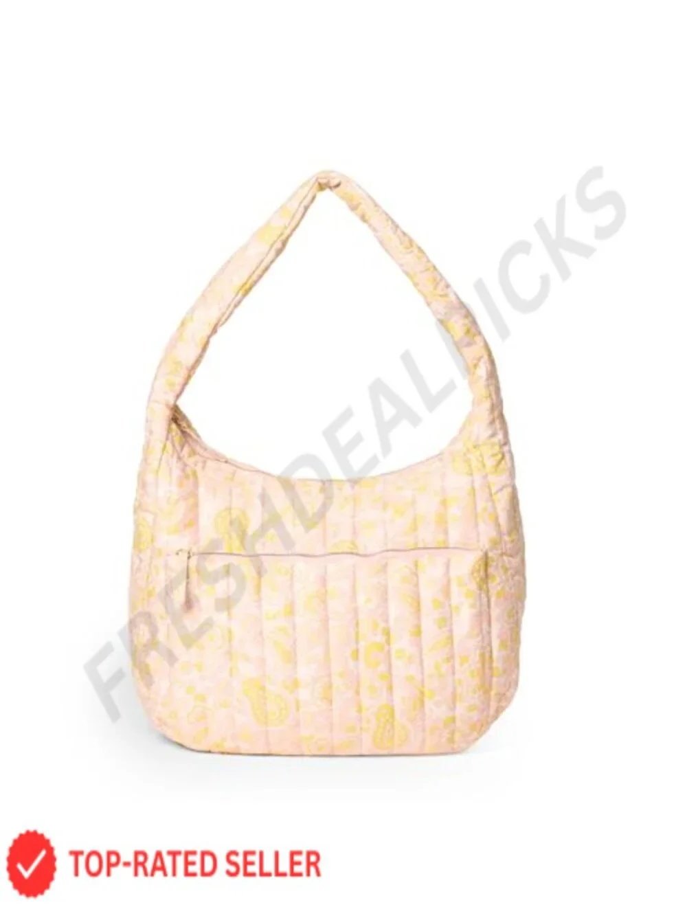 Quilted Cotton Puffer Tote Bag with Zipper Shoulder Bag